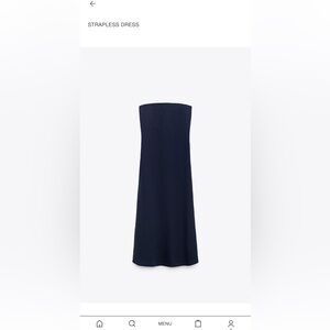 Navy strapless linen Zara Dress
